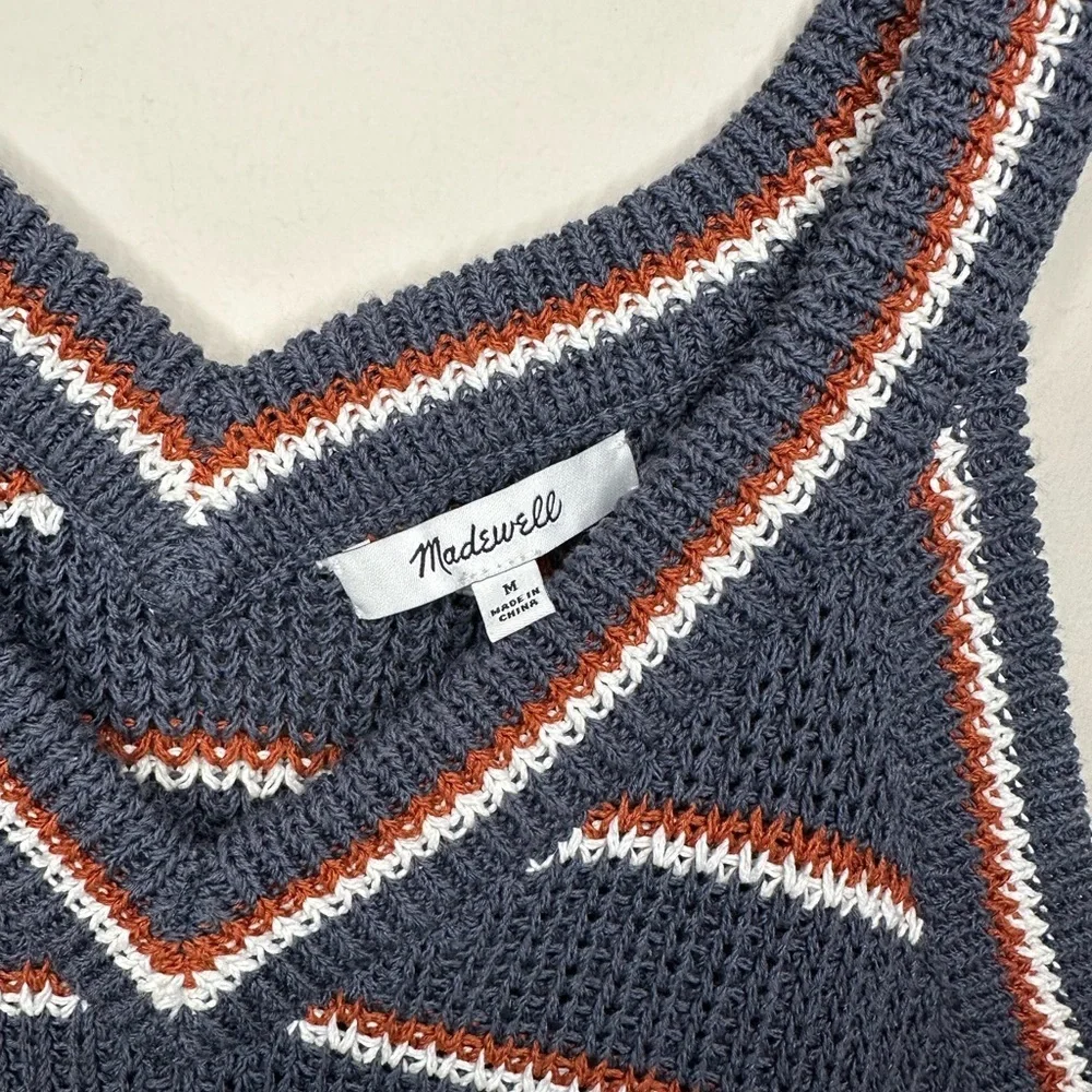 Madewell Gray and Orange V-Neck Sweater - Picture 10 of 16